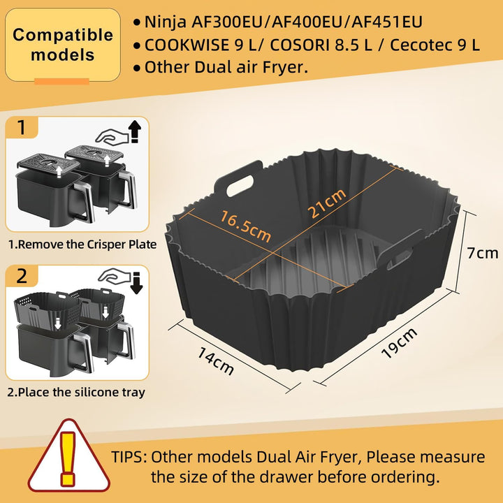 Ninja AF400EU Silikonform & Grillrost | HONYAO 8 Stück Airfryer Silikonform & Grillrost für Ninja AF