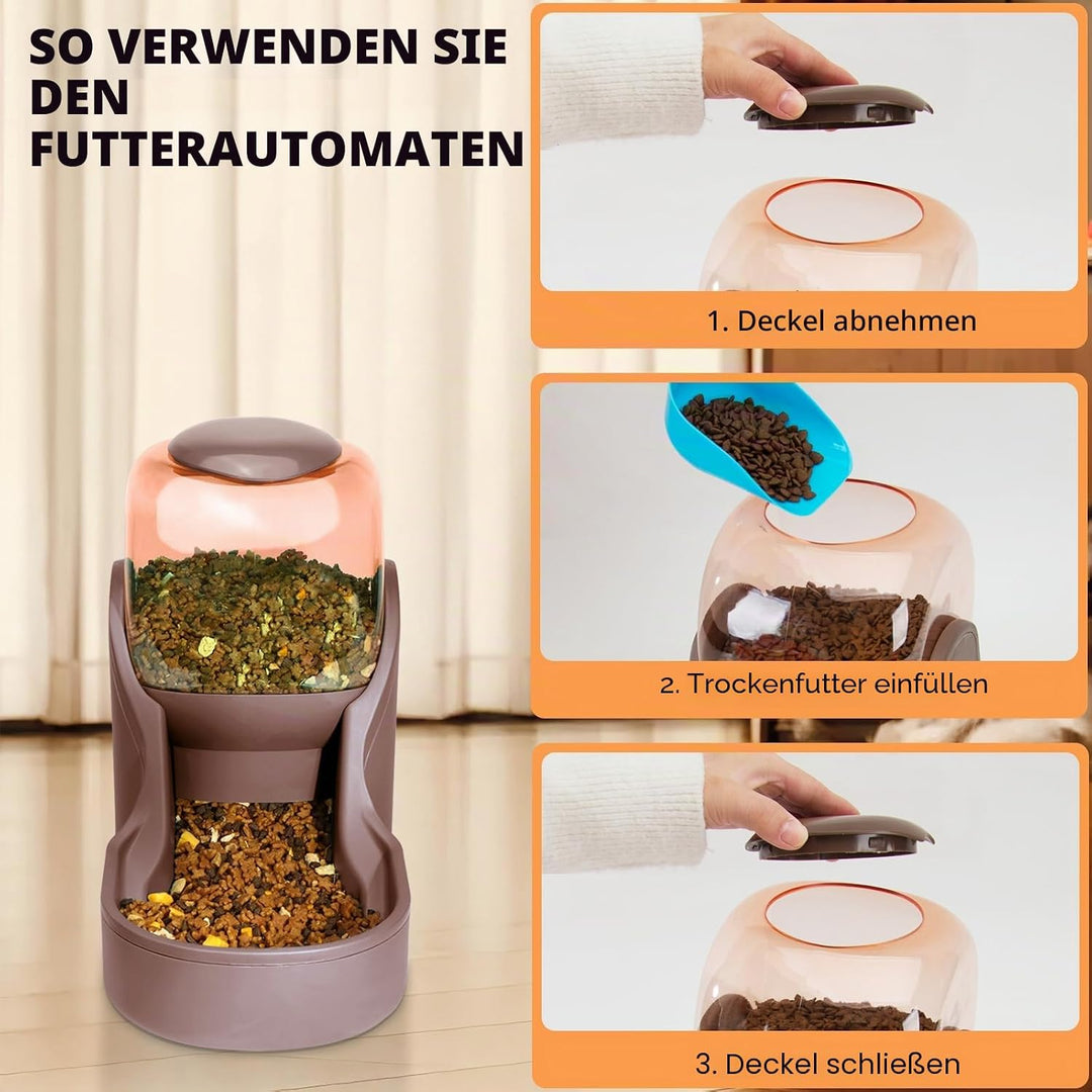 Automatisches Futter- und Wasserspender für Hunde, Katzen, Futterspender und Wasserspender, 3,8 l, 2
