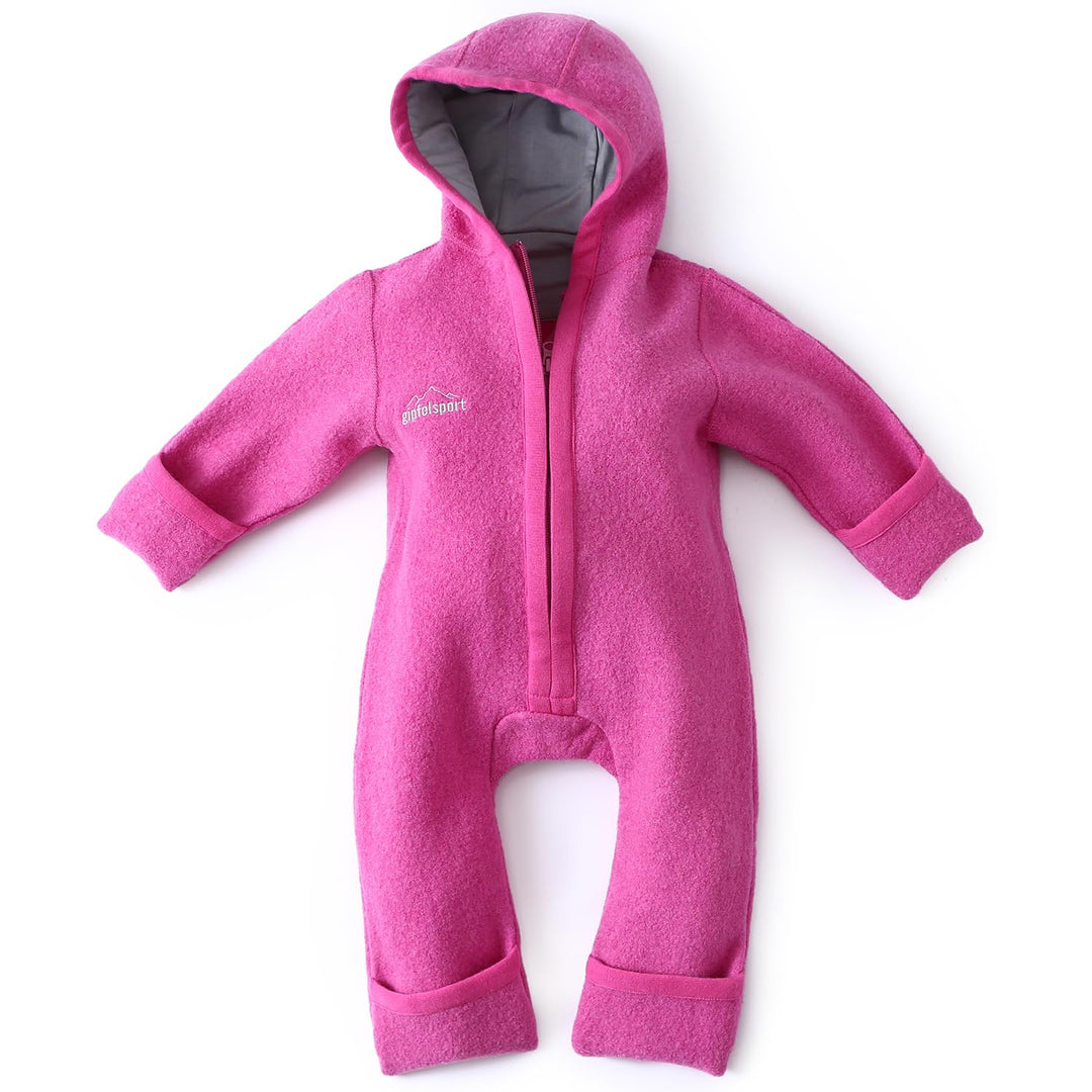 gipfelsport Wollwalk Overall Baby - Walkoverall mit Reissverschluss aus Natur Merino Wollfleece I Wo