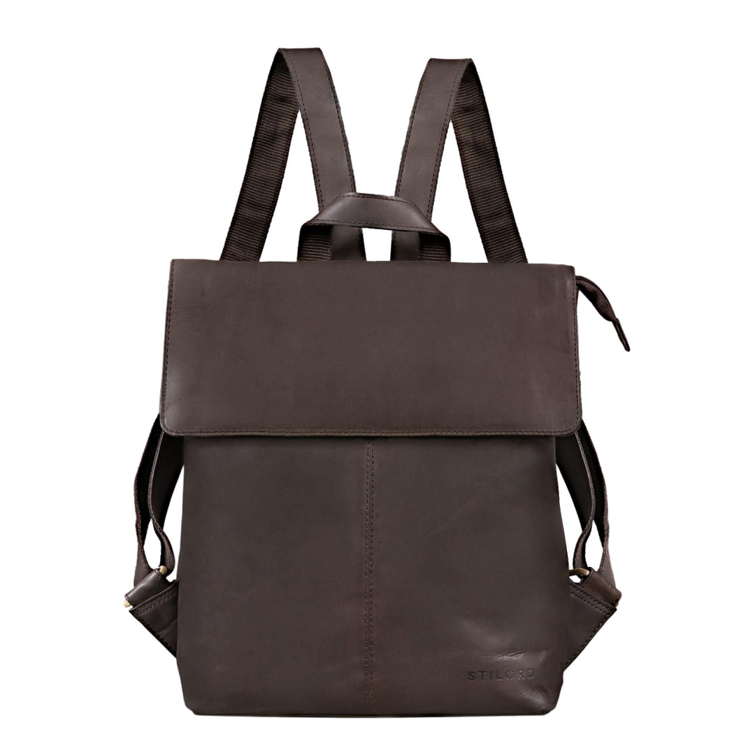 STILORD Charlie Vintage Lederrucksack Braun Mittelgrosser Daypack für Damen Herren 13,3 Zoll Laptop