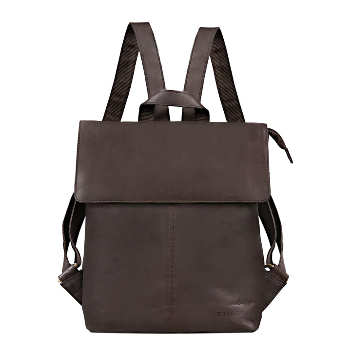 STILORD Charlie Vintage Lederrucksack Braun Mittelgrosser Daypack für Damen Herren 13,3 Zoll Laptop