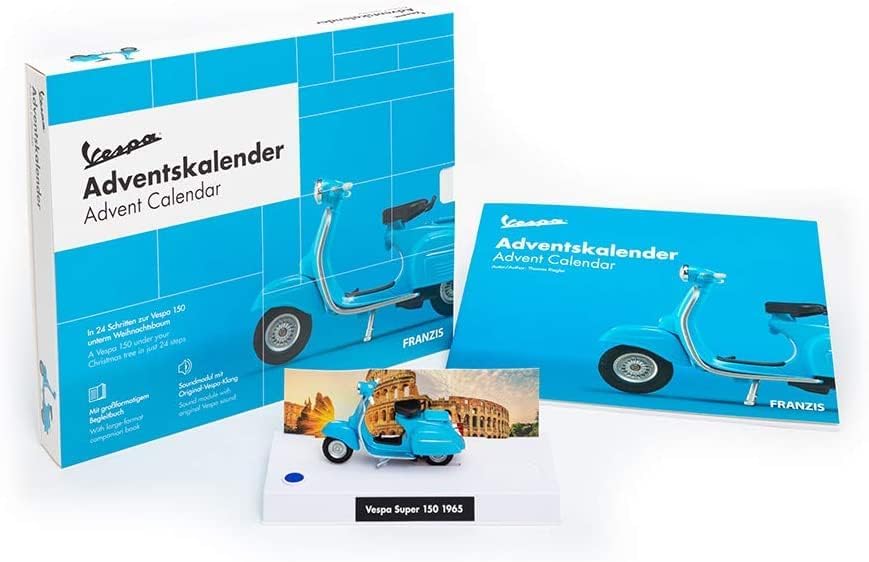 FRANZIS 67109 - Vespa Adventskalender 2020 – Modellbausatz im Massstab 1:43, inkl. Soundmodul und 52