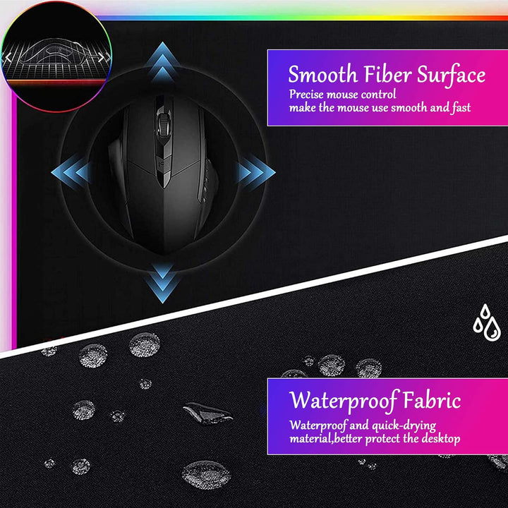 DORRISO Neu Gaming Mauspad Grosses RGB 900x400x3 mm XXL LED Schreibtischunterlage Wasserdicht Anti R