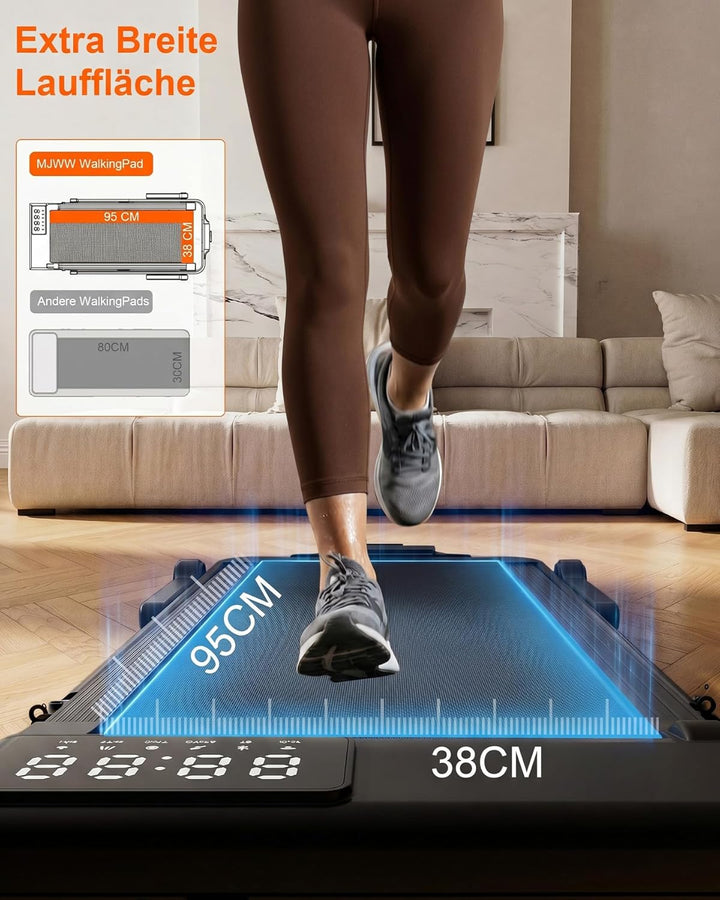 MJWW Walking Pad mit Steigung 6%, Laufband für Zuhause &amp; Büro 136 KG mit Smart App 6 km/h &amp; 12 km/h,