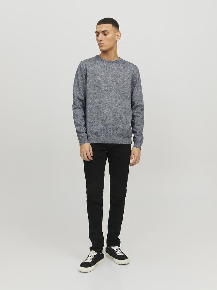 JACK & JONES Male Strickpullover mit Rundhals Einfarbig Strickpullover mit Rundhals Blau (Navy Blaze