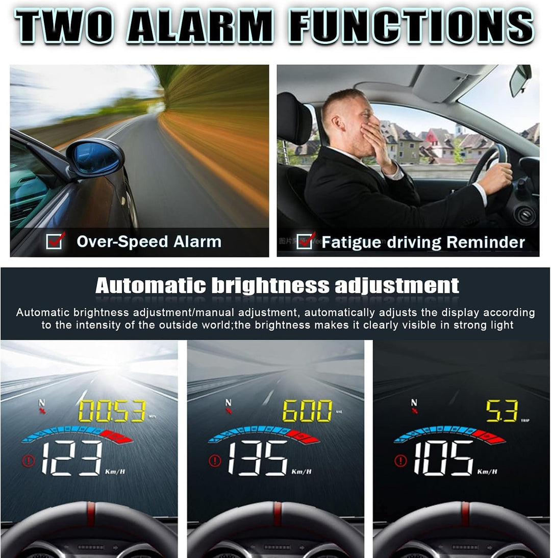 Head-Up-Display Auto, 3,5 Zoll GPS HUD für alle Autos und LKWs, Windschild-LED-Projektor, Reflexions