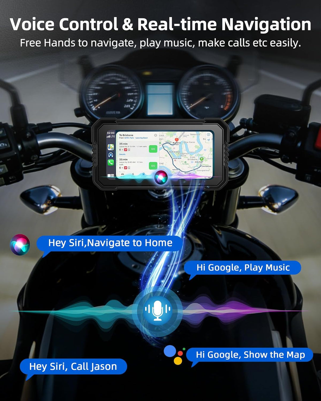 Jansite 6,25 Zoll Motorrad Carplay Display mit TPMS, Motorrad Navigationsgeräte Android Auto IP67 Wa