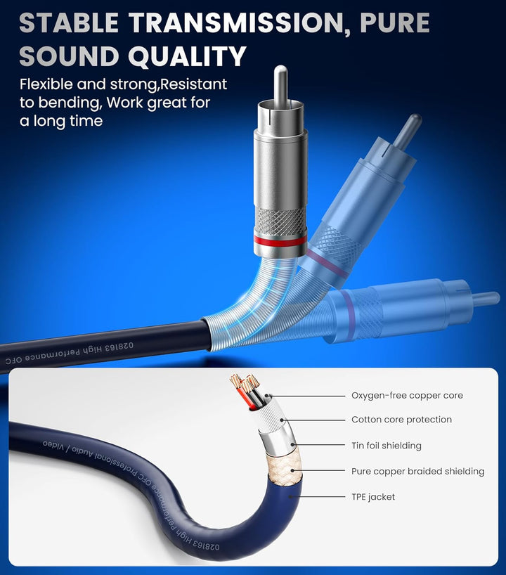 Tisino Doppelte XLR-Buchse auf Cinch-Kabel, Hochleistungskabel, 2 XLR-Buchsen auf 2 Cinch-Stecker, H