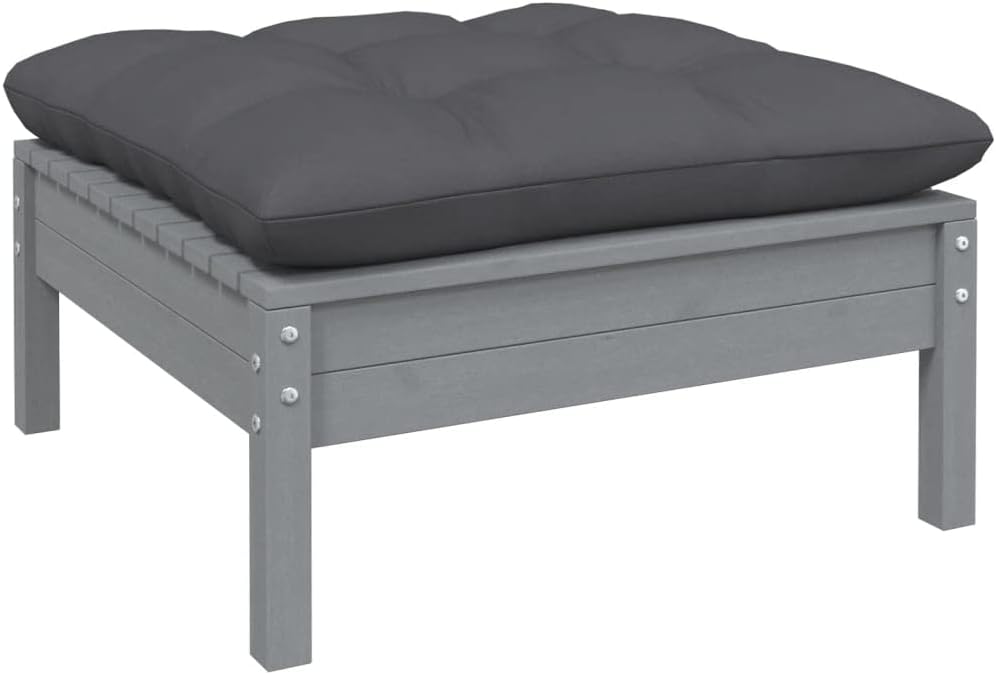 vidaXL 2-Sitzer-Gartensofa mit Kissen Grau Massivholz Kiefer