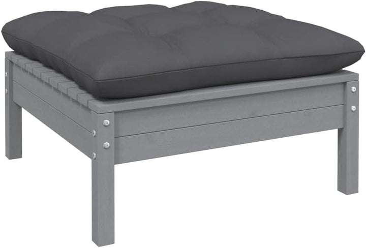 vidaXL 2-Sitzer-Gartensofa mit Kissen Grau Massivholz Kiefer