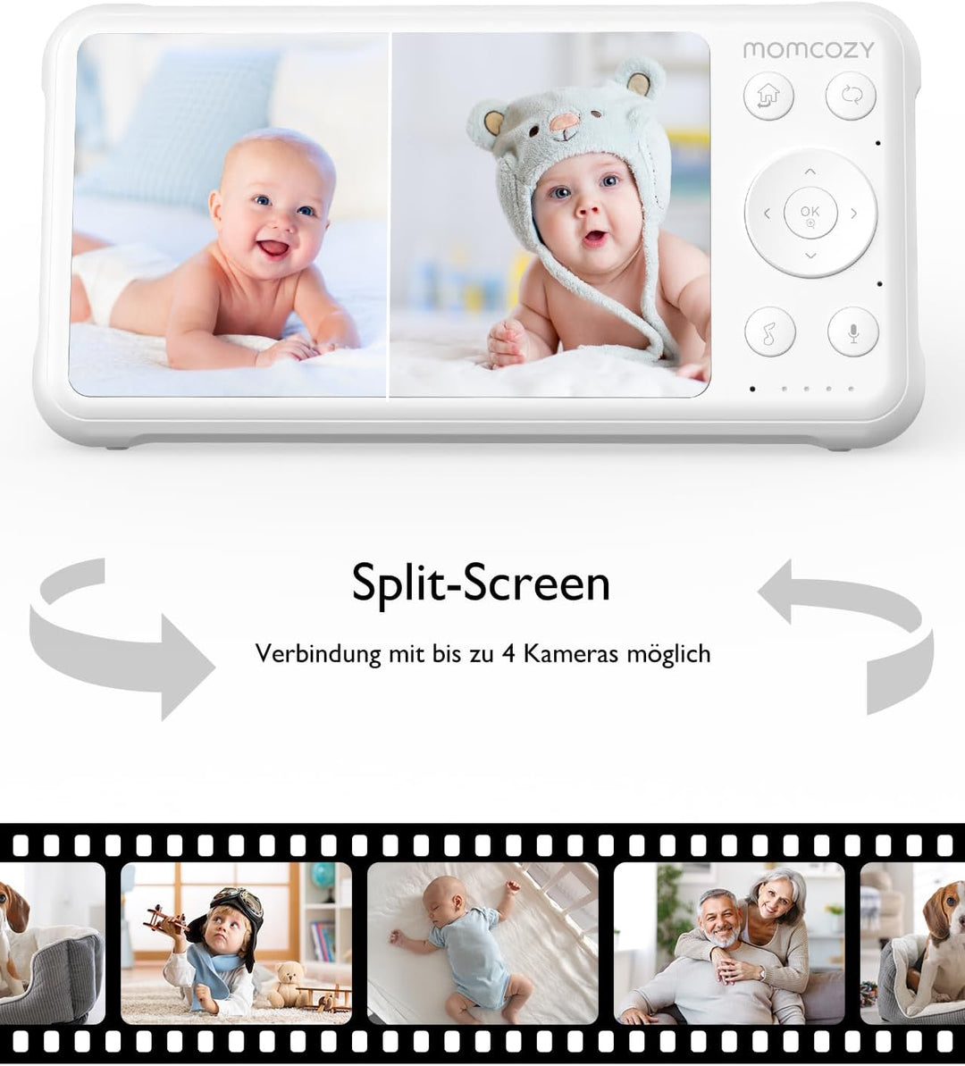 Momcozy Video Babyphone mit Kamera, Baby Monitor, Babyfone, 1+1 Kit Display+1 Kamera, Display+1 Kame