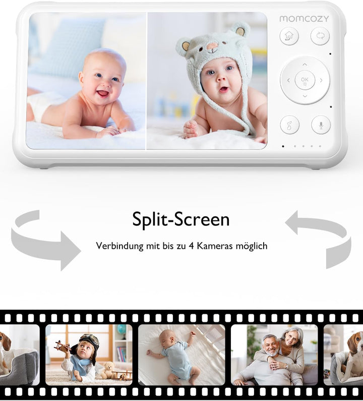 Momcozy Video Babyphone mit Kamera, Baby Monitor, Babyfone, 1+1 Kit Display+1 Kamera, Display+1 Kame