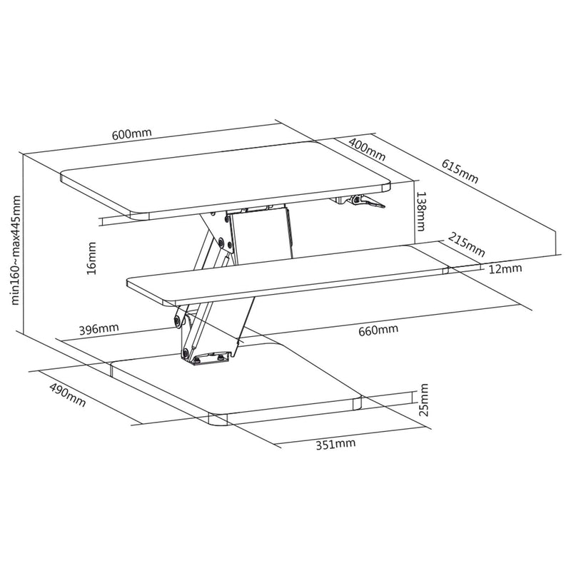 Maclean MC-882 Schreibtischaufsatz Arbeitstation Sitz-Steh Höhenverstellbar Schreibtisch Computertis