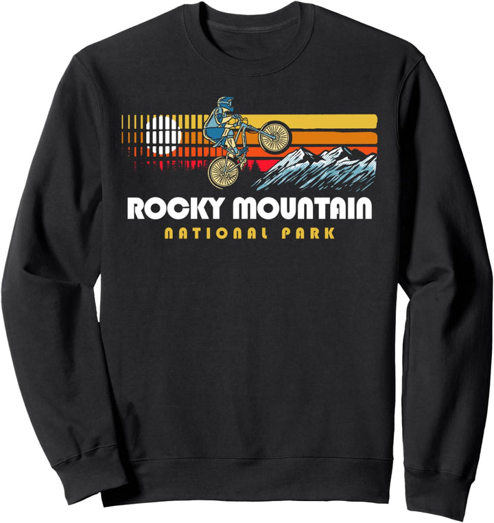Retro 80s Rocky Mountain National Park Mountain Biker Sweatshirt
