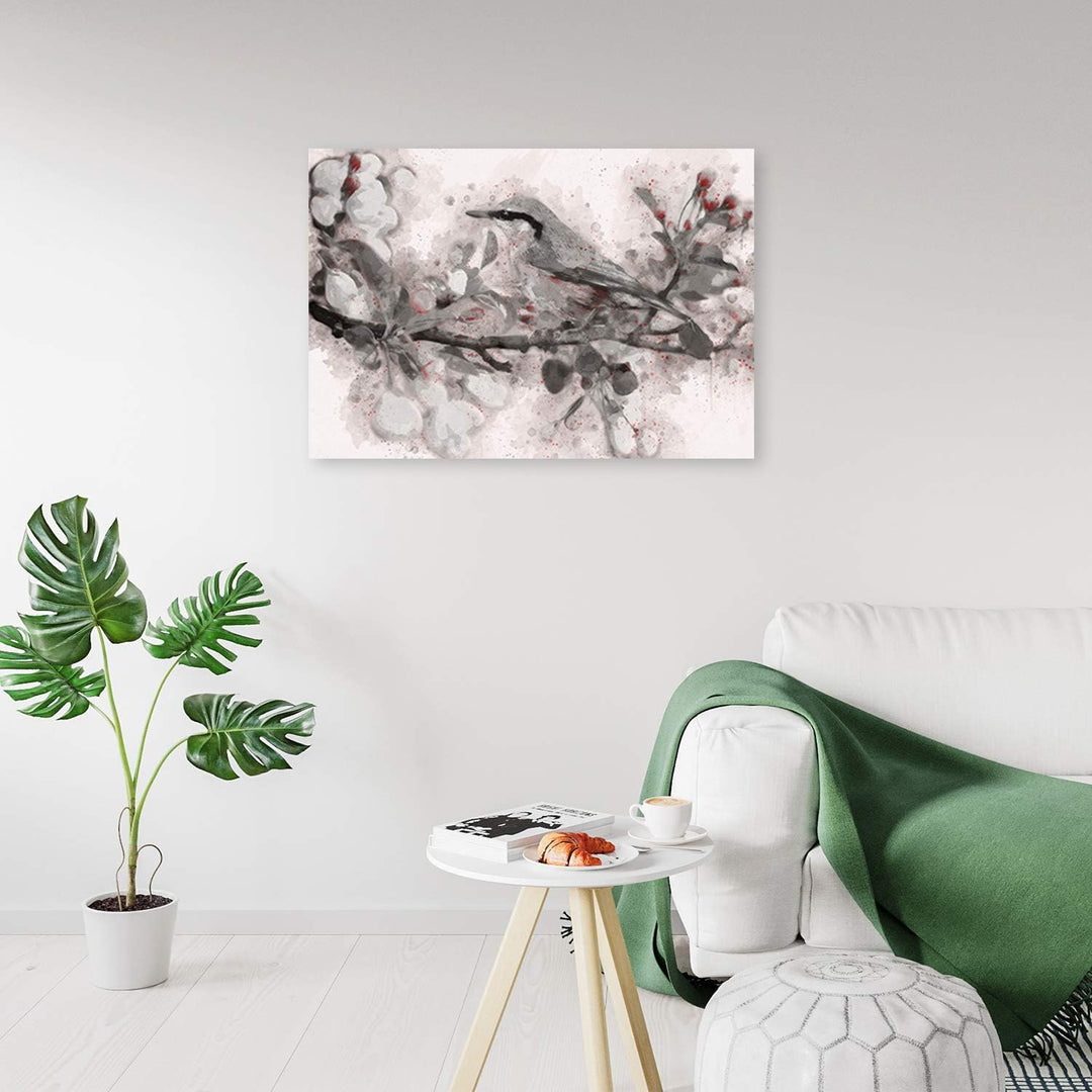 Feeby Wandbild Vogel Druckbild Leinwandbild Aquarell Beige 70x50 cm M14233 70x50 cm, M14233 70x50 cm
