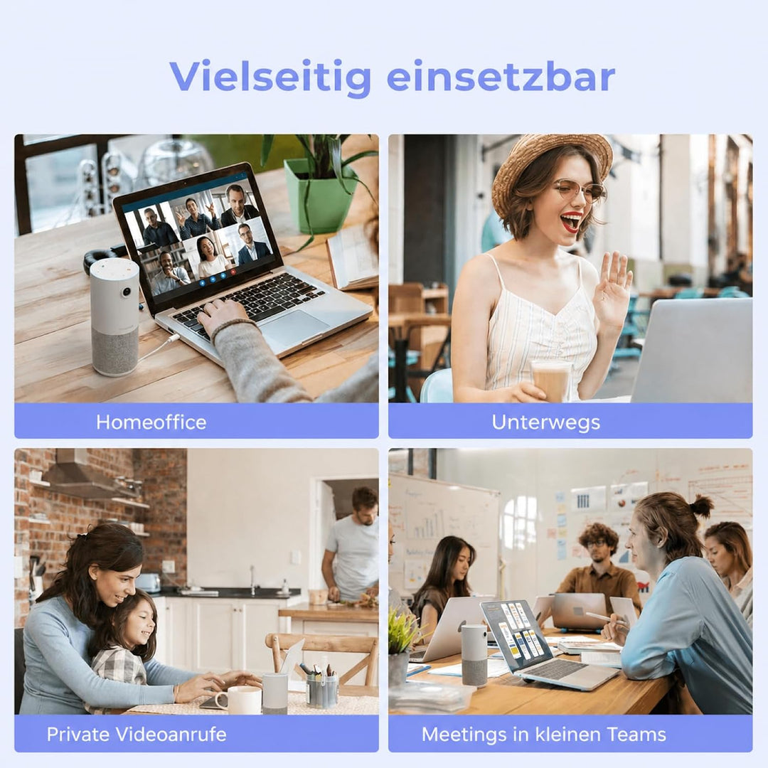 Nuroum Videokonferenz-Webcam mit Mikrofon&amp;Lautsprecher, C10 3-in-1 Kamera für Videokonferenz mit Fre