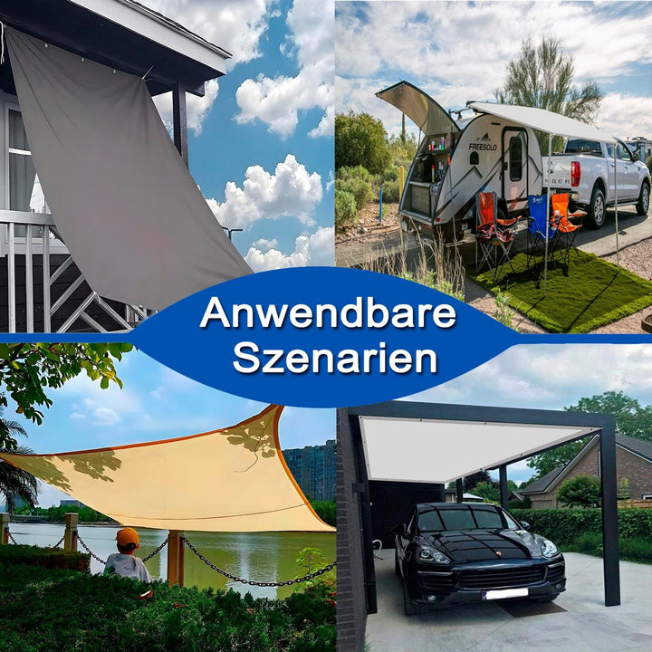 Sonnensegel mit Befestigungsseile, Sonnenschutz Wasserdicht, UV-Schutz Windschutz, Sonnensegel Polye