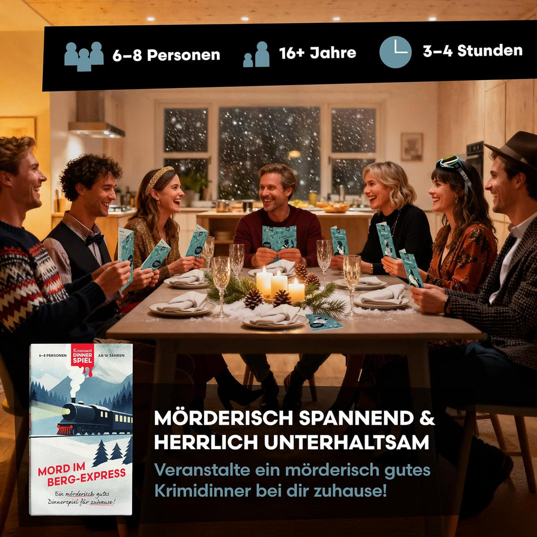 Krimidinner für Zuhause - 6 bis 8 Personen - Mord im Berg-Express - Das spannende Krimispiel ab 16 J