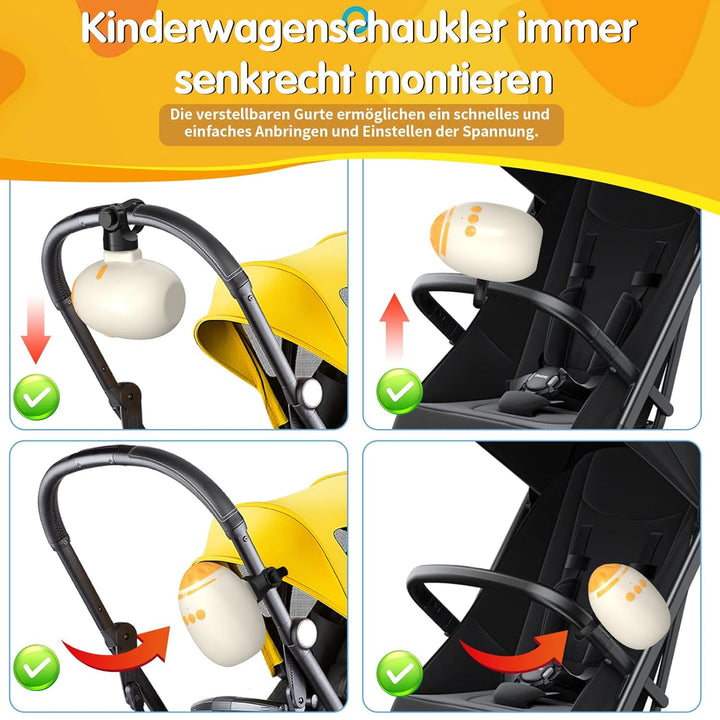 Kinderwagenschaukler, Einschlafhilfe Kinderwagen Schaukler, Ultraleise Schlafhilfe für Baby mit 30/6