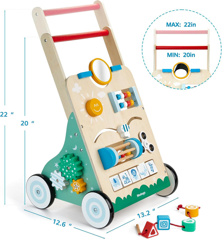Lauflernwagen holz 10 in 1 Verwendung als Laufwagen Baby Lauflernhilfe Holz mit gummierten Holzräder