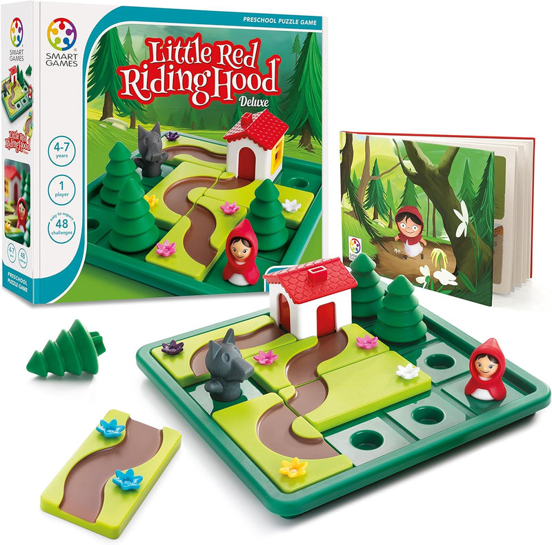 Smart Games - Little Red Riding Hood Deluxe, Puzzle Game with 48 Challenges and Picture Story Book,