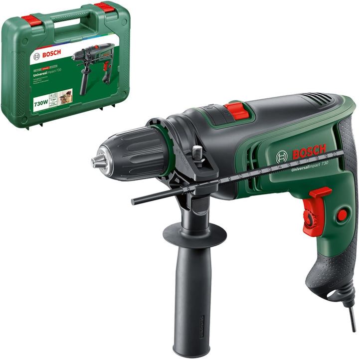 Bosch Schlagbohrmaschine UniversalImpact 730 (Präzisionsbohren in Mauerwerk, Holz und Stahl; 730-Wat