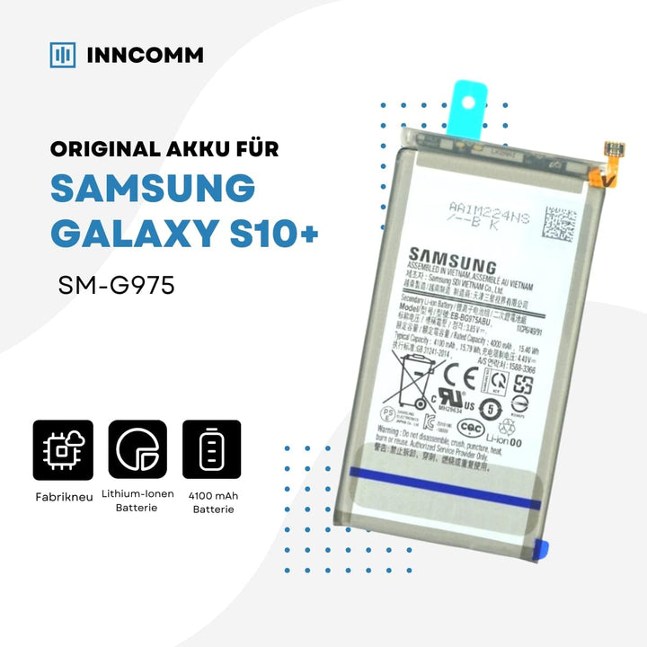 INNCOMM Original Akku für Samsung Galaxy S10+ SM-G975 Original OEM - 4100 mAh Lithium-Ionen-Batterie