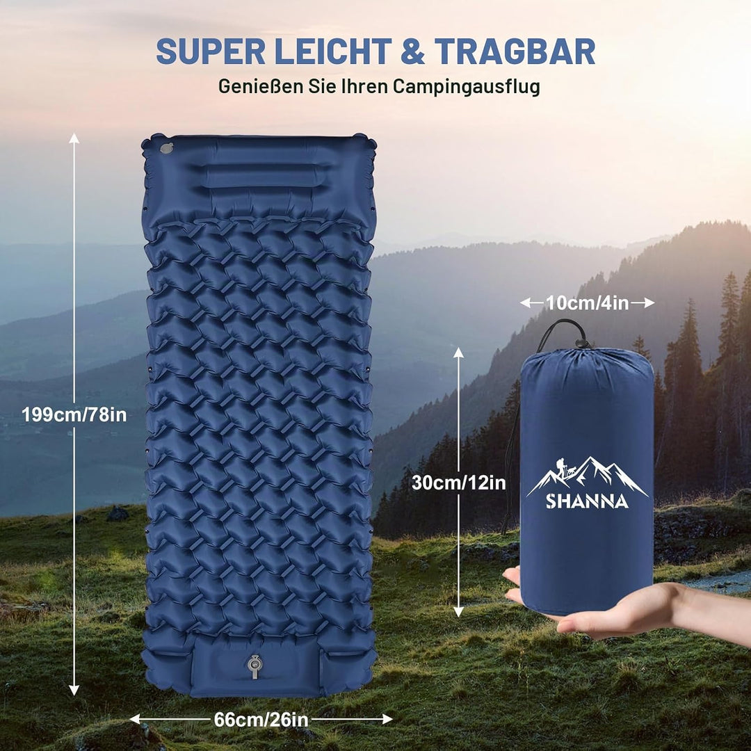 SHANNA Isomatte Outdoor Camping Luftmatratze: Verdicktes 8cm Ultraleichte Schnellaufblasend Matratze