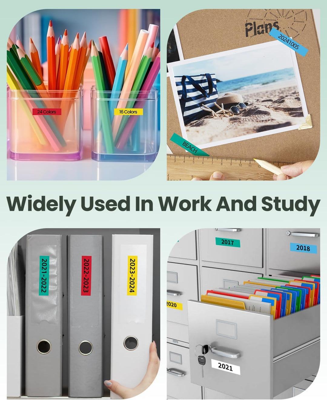 Wonfoucs Etikettenband Kompatibel mit Dymo LetraTag Beschriftungsgerät Bänder 91221-91225,12mm x 4m