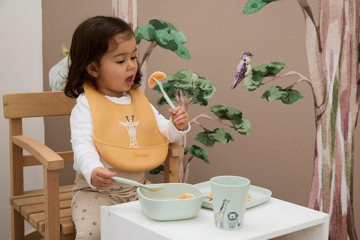 Sterntaler Geschirrset Giraffe & Löwe – Eckige Form mit Safari Motiv – Teller, Schale, Becher & Best