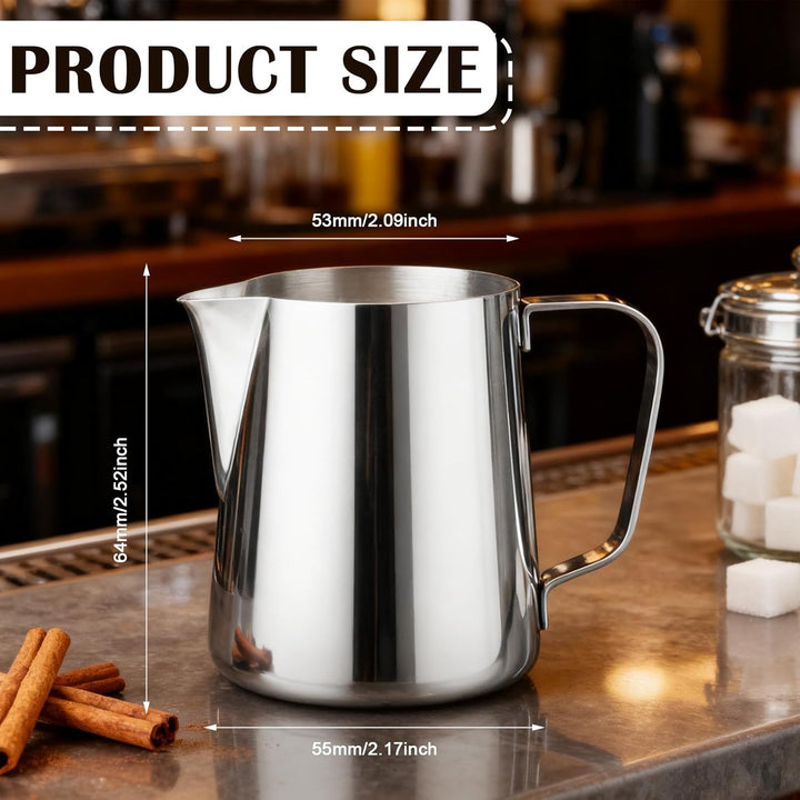 3 Stück Milchkännchen Edelstahl, 150ml Milch Pitcher Aufschäumen, Silber Milchschaumkännchen, Aufsch