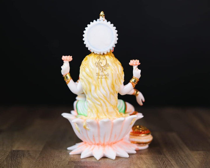 SHIVAJI ARTS Laxmi Statue, Marmor, Weiss, 18 cm