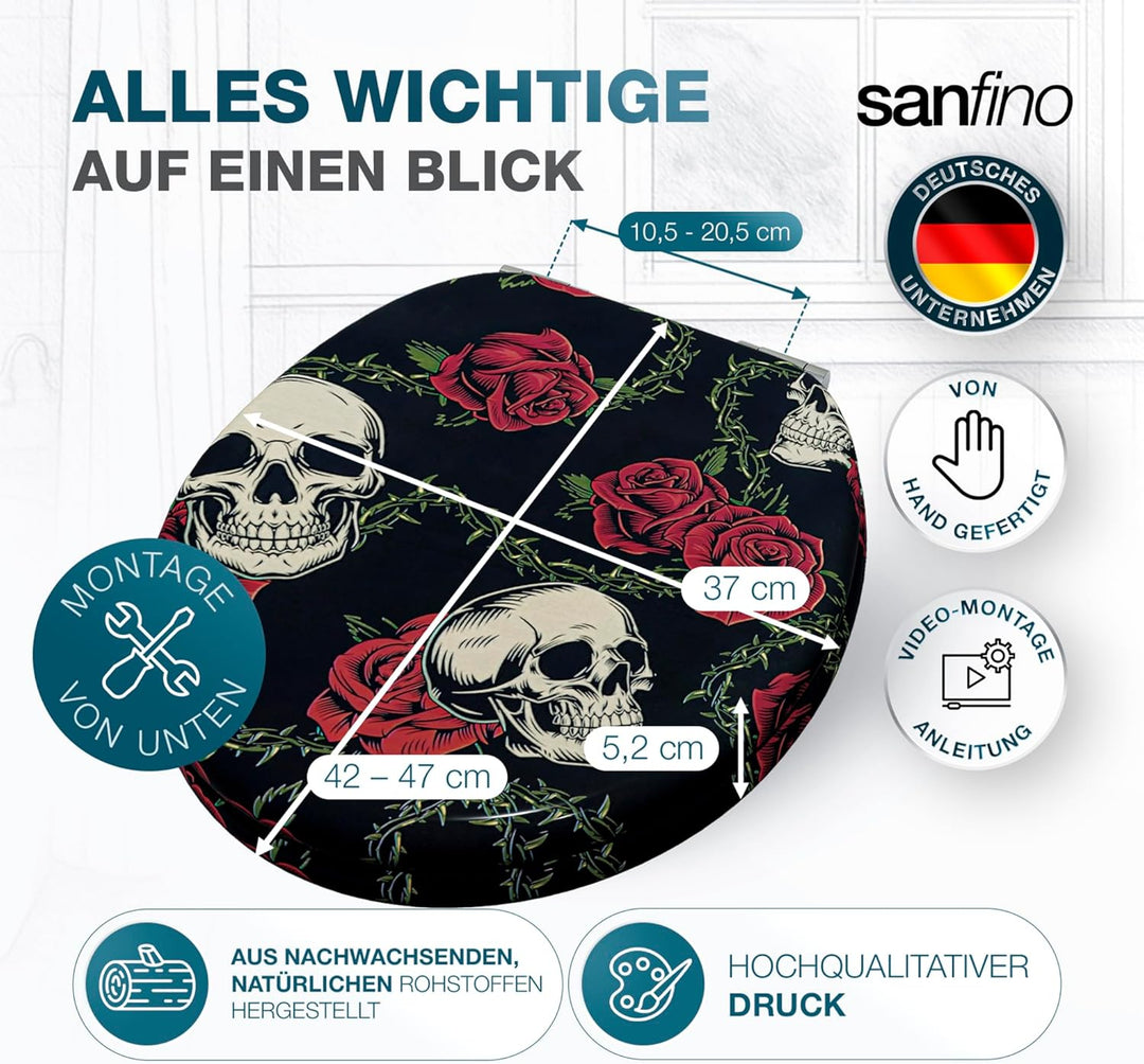 Premium WC Sitz mit Absenkautomatik – hochwertige Toilettendeckel aus Holz, viele bunte Motive, hohe