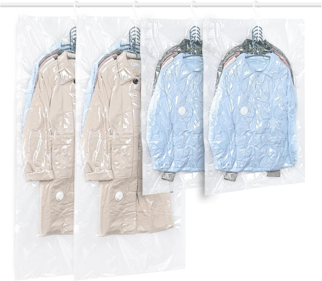 Vakuumbeutel zum Aufhängen, platzsparend, 4 Stück, für Kleidung, Anzüge, Kleider, Mäntel oder Jacken