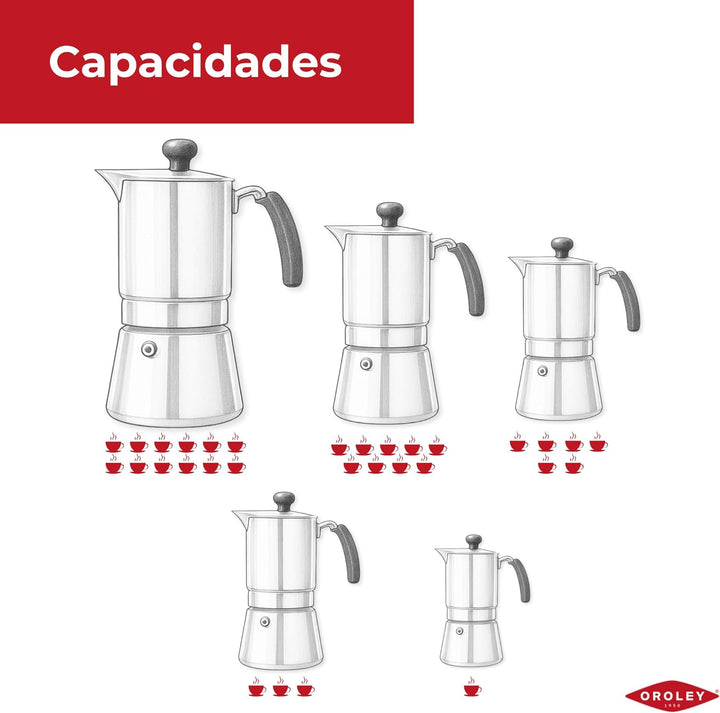 Oroley Touareg-Espressokocher, schwarz, Herd, für gemahlenen Kaffee, Espresso)