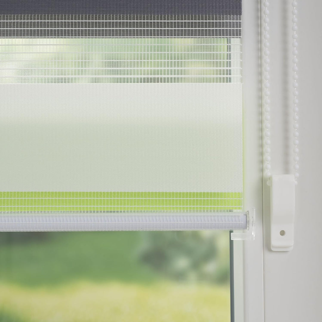 Liedeco® Duo Rollo Klemmfix - 45 x 160 cm grün/grau/weiss (Breite x Höhe) / 3 farbig/transparent lic