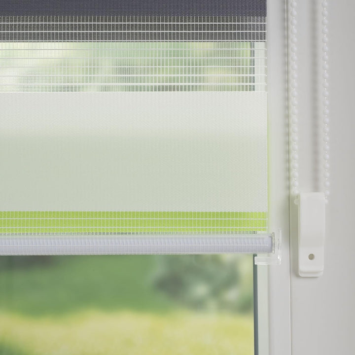 Liedeco® Duo Rollo Klemmfix - 45 x 160 cm grün/grau/weiss (Breite x Höhe) / 3 farbig/transparent lic