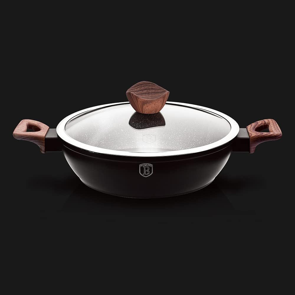 Berlinger Haus Ebony Rosewood Collection Shallow Pfanne mit Deckel, 28 cm BH/1739 Rosewood Edelstahl