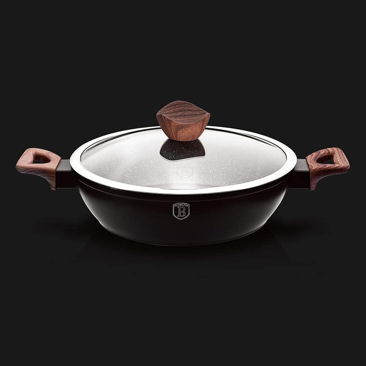 Berlinger Haus Ebony Rosewood Collection Shallow Pfanne mit Deckel, 28 cm BH/1739 Rosewood Edelstahl
