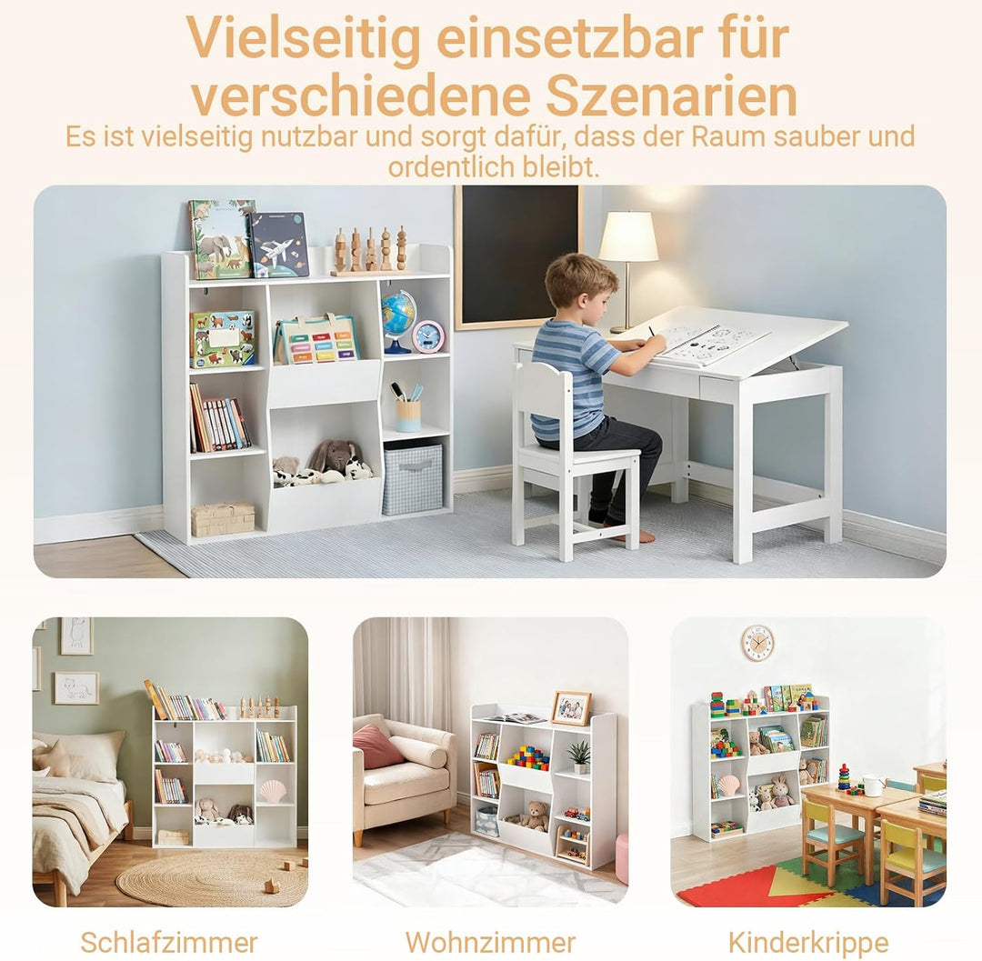 SoBuy Kinder Bücherregal Montessori Regal Kinderzimmer mit 8 Offenes Fach Kinderregal für Spielzeug