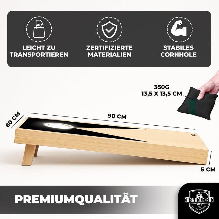 Original Offizielles Cornhole | Amerikanisches Cornhole mit LED-Leuchten | Offizielle Abmessungen |