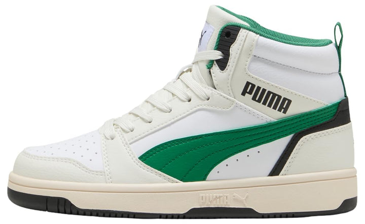 PUMA Unisex Kinder Rebound V6 Mid JrSneaker 4 UK Vapor Gray Archivgrün Puma Weiss, 4 UK Vapor Gray A