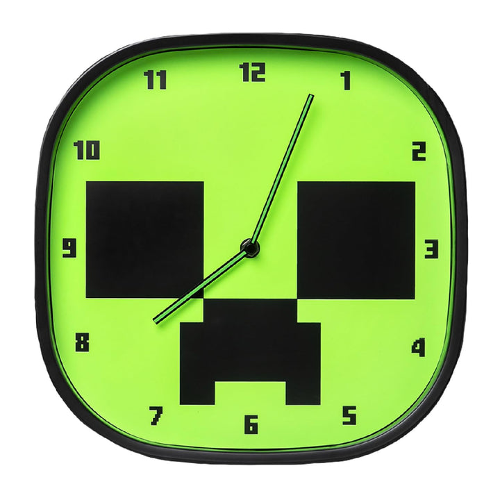 Paladone Minecraft Creeper Leuchtende Wanduhr - Leise, Nicht Tickend - Enthält 3 Blätter Abnehmbarer