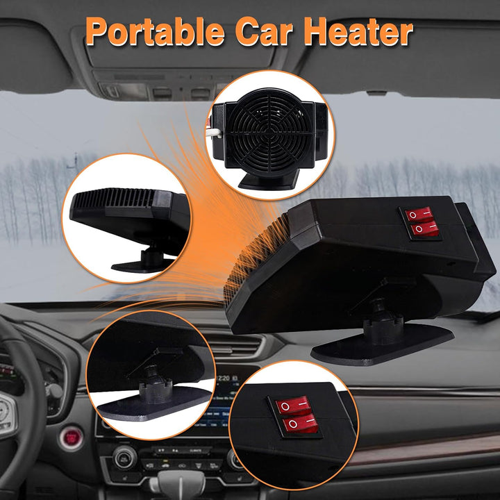 12V 200W Auto Heizlüfter Defroster, Riloer Tragbare Anti-Fog 2-In-1 Heizung/Kühlung Mini-Autoheizung