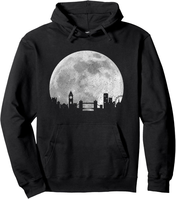 London Skyline Moon UK Vintage Grossbritannien England London Pullover Hoodie