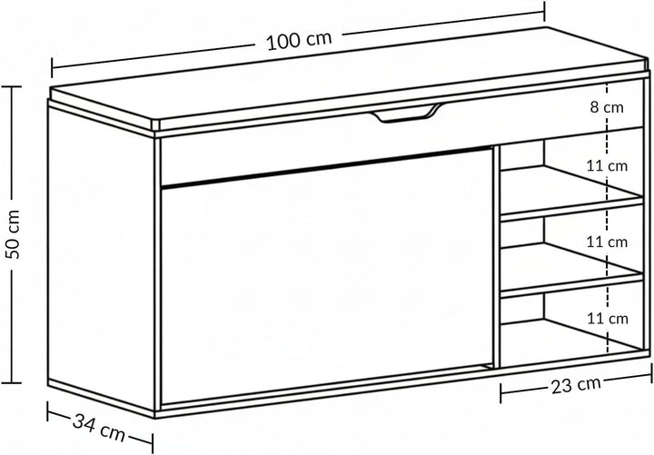 Schuhschrank mit Sitzfläche und ausziehbaren Regalen GRADIA, 100 x 34 x 50 cm Braun, Braun
