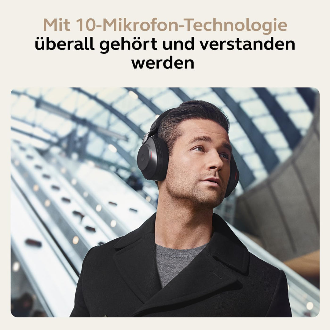 Jabra Evolve2 85 Wireless PC Headset mit Ladestation – Noise Cancelling UC Zertifizierte Stereo Kopf