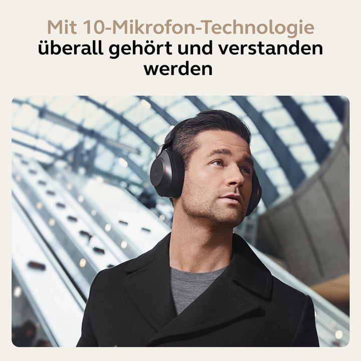 Jabra Evolve2 85 Wireless PC Headset mit Ladestation – Noise Cancelling UC Zertifizierte Stereo Kopf