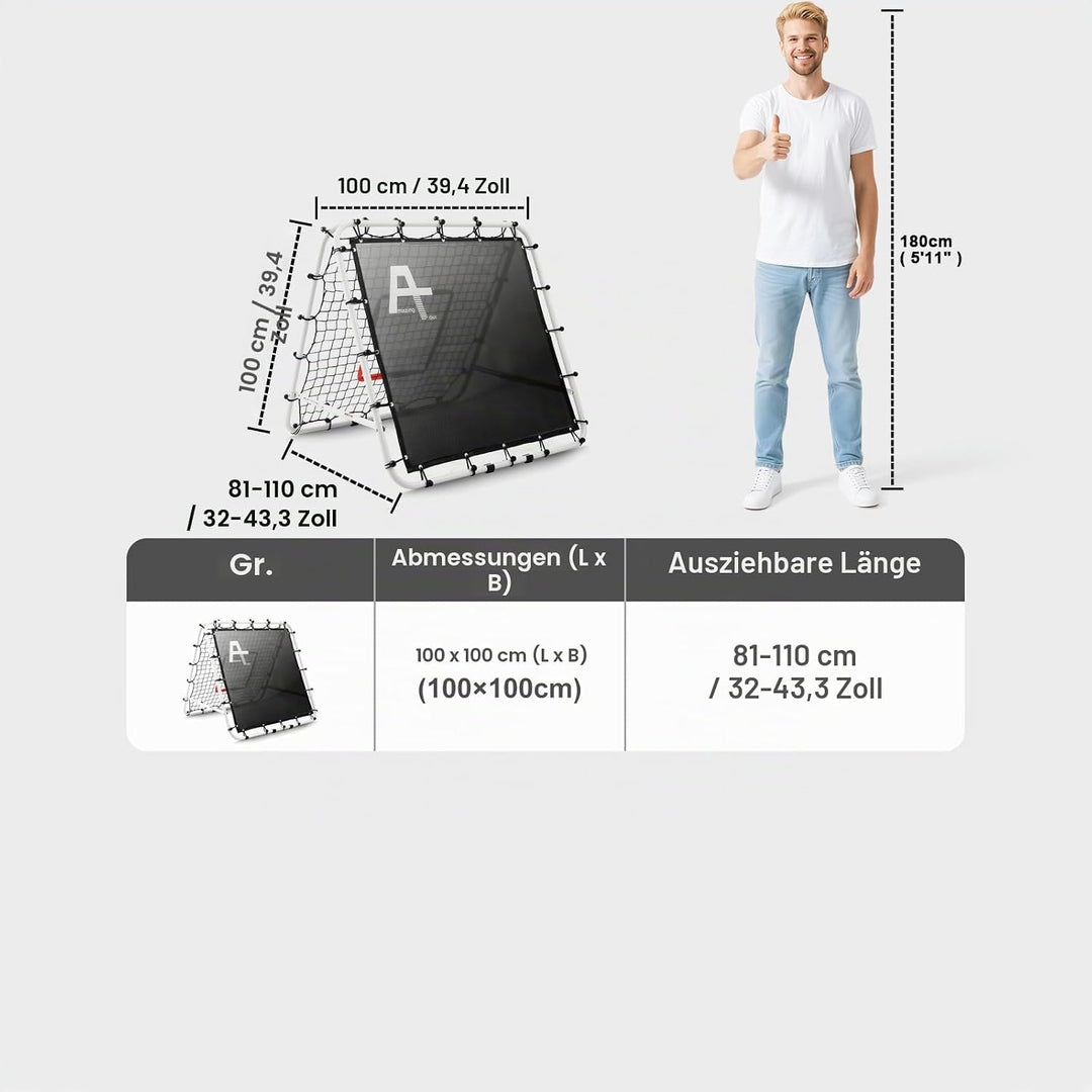Doppelseitige Rebounder Net Fussball Training Ausrüstung, 100/120/180cm, Fussball Tor Kickback Ziel