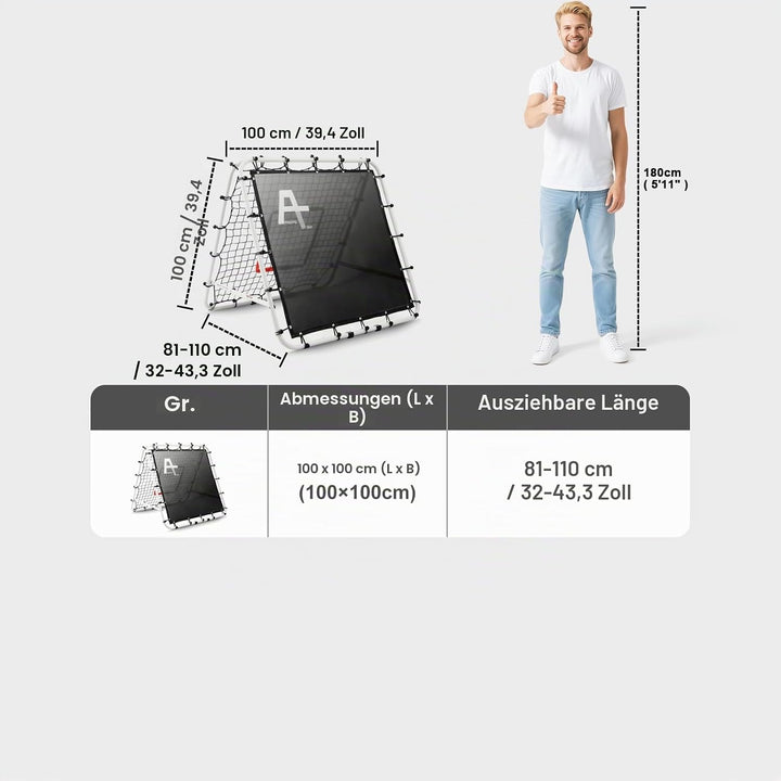 Doppelseitige Rebounder Net Fussball Training Ausrüstung, 100/120/180cm, Fussball Tor Kickback Ziel